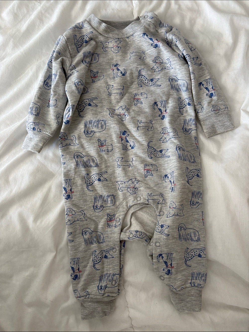 Tucker + Tate Gray Dog-Print Baby One-Piece Pajamas